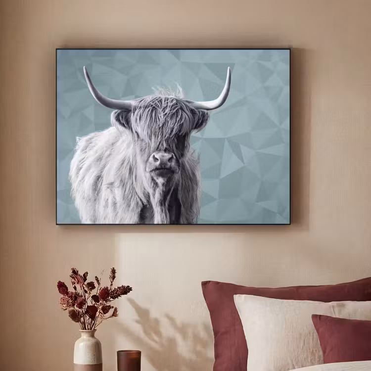 Art Frame - Schotse hooglander - Zwart wit - Patroon - Driehoek — 3