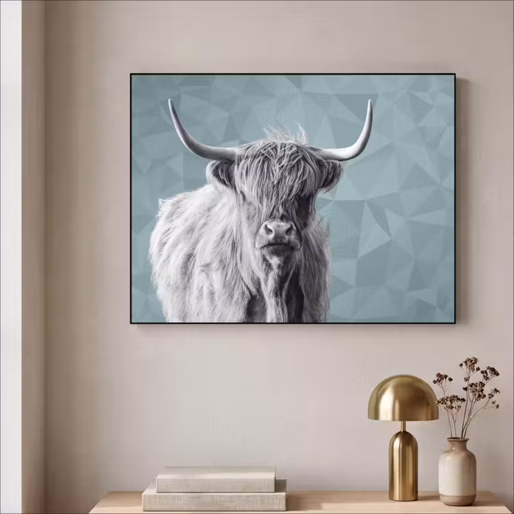 Art Frame - Schotse hooglander - Zwart wit - Patroon - Driehoek — 5