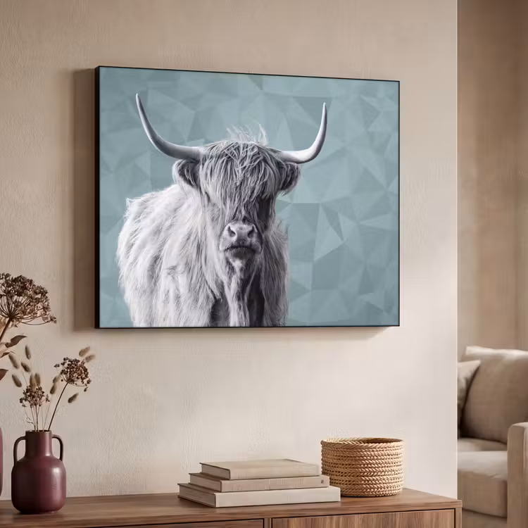 Art Frame - Schotse hooglander - Zwart wit - Patroon - Driehoek — 7