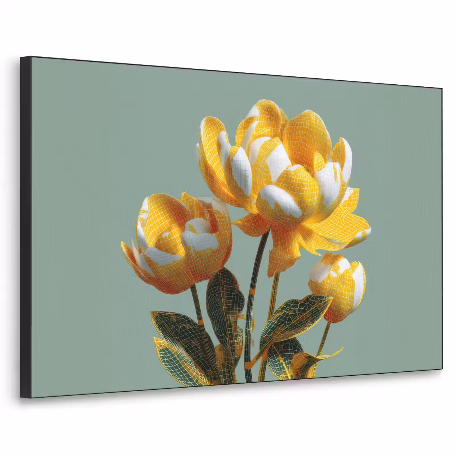 Art Frame - Bloemen - Geel - Bladeren - Structuur — 1