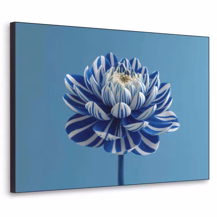 Art Frame - Bloem - Blauw - Bloemblaadjes - Streepjes — 1