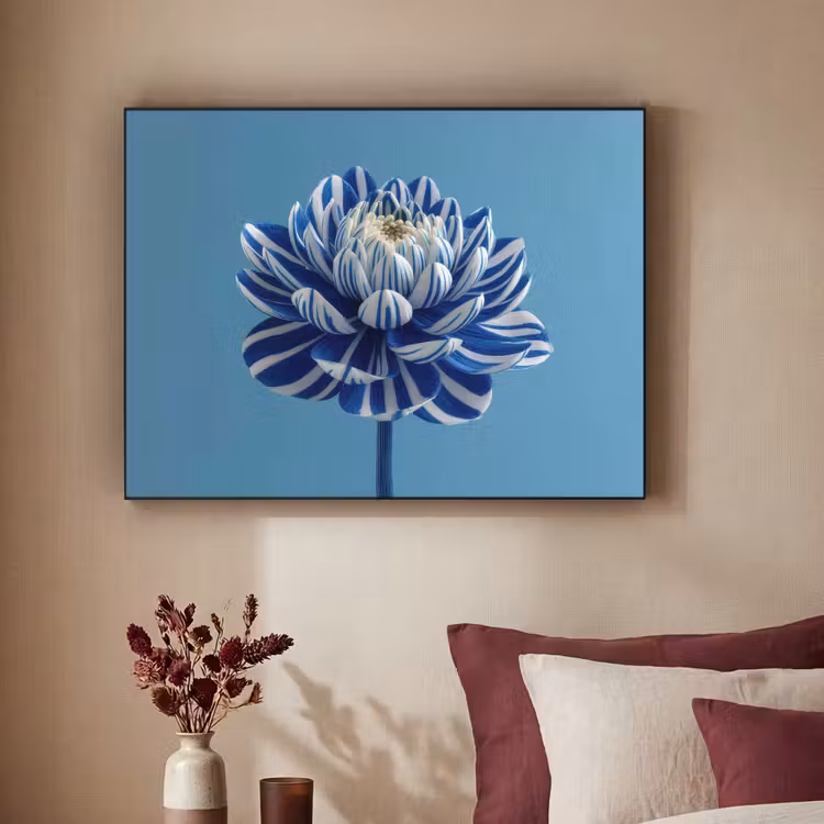 Art Frame - Bloem - Blauw - Bloemblaadjes - Streepjes — 3