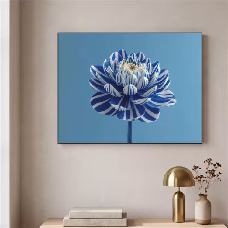 Art Frame - Bloem - Blauw - Bloemblaadjes - Streepjes — 5