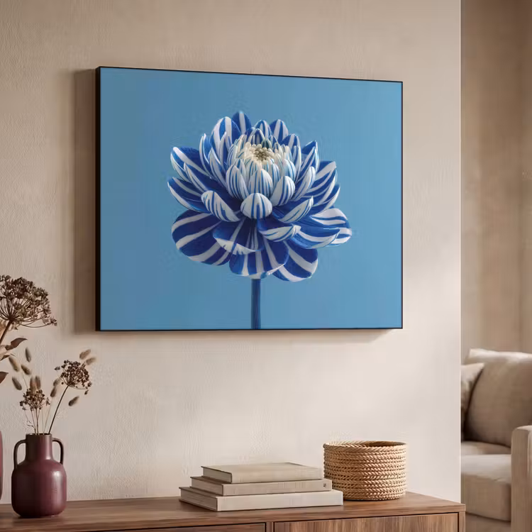 Art Frame - Bloem - Blauw - Bloemblaadjes - Streepjes — 7