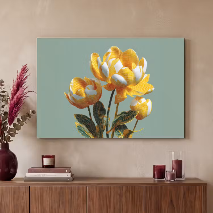 Art Frame - Bloemen - Geel - Bladeren - Structuur — 3