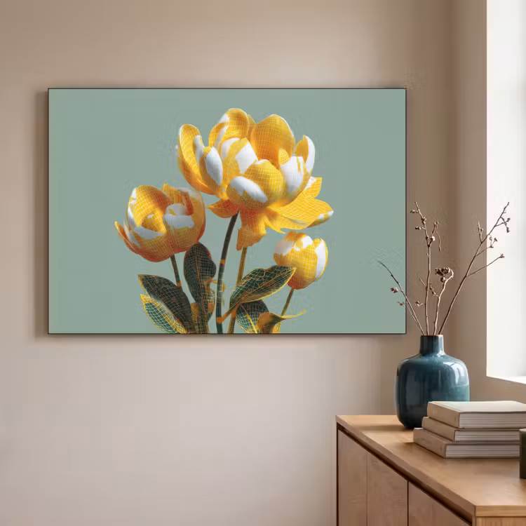 Art Frame - Bloemen - Geel - Bladeren - Structuur — 5