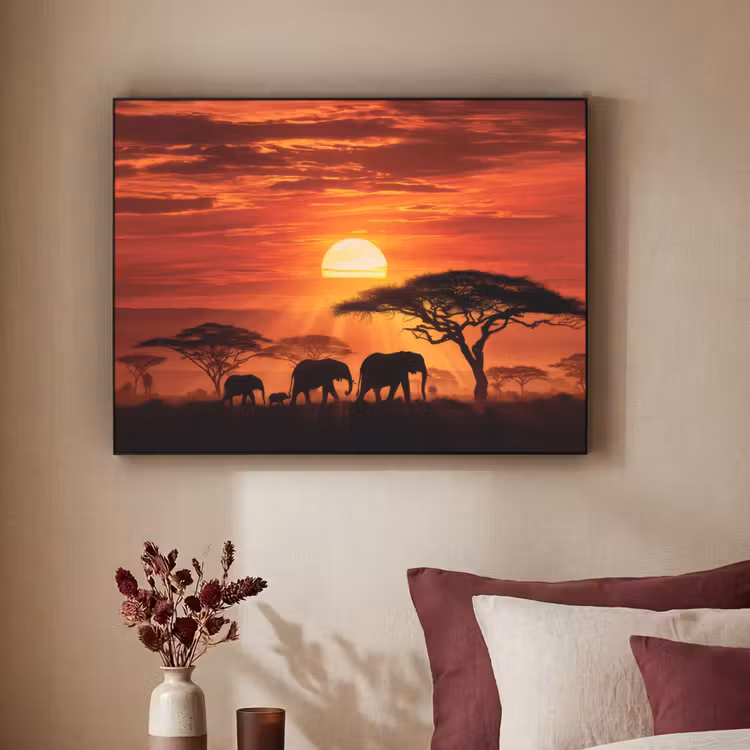 Art Frame - Savanne - Olifanten - Zonsondergang — 3