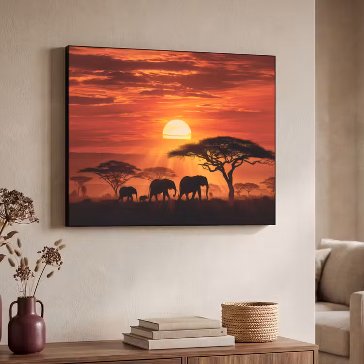 Art Frame - Savanne - Olifanten - Zonsondergang — 7