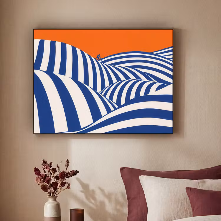 Art Frame - Fietser - Heuvels - Strepen - Blauw — 3