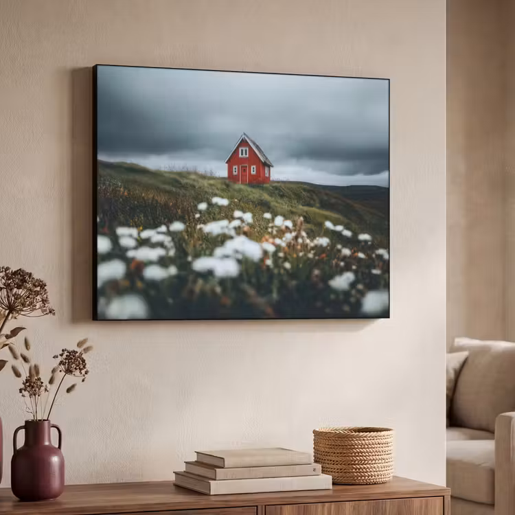 Art Frame - Heuvel - Huisje - Bloemen - Wit — 7