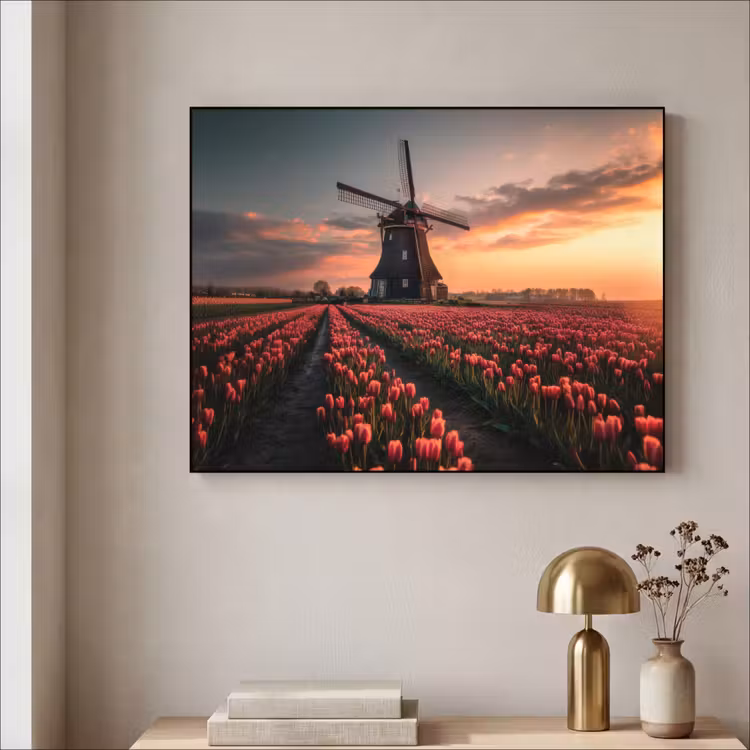 Art Frame - Molen - Zonsondergang - Tulpen - Rood — 5