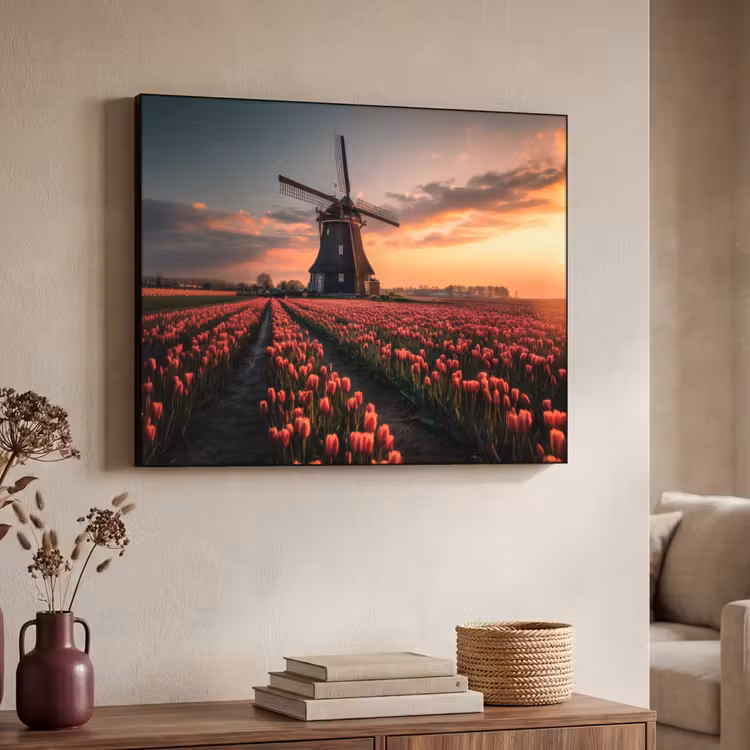 Art Frame - Molen - Zonsondergang - Tulpen - Rood — 7