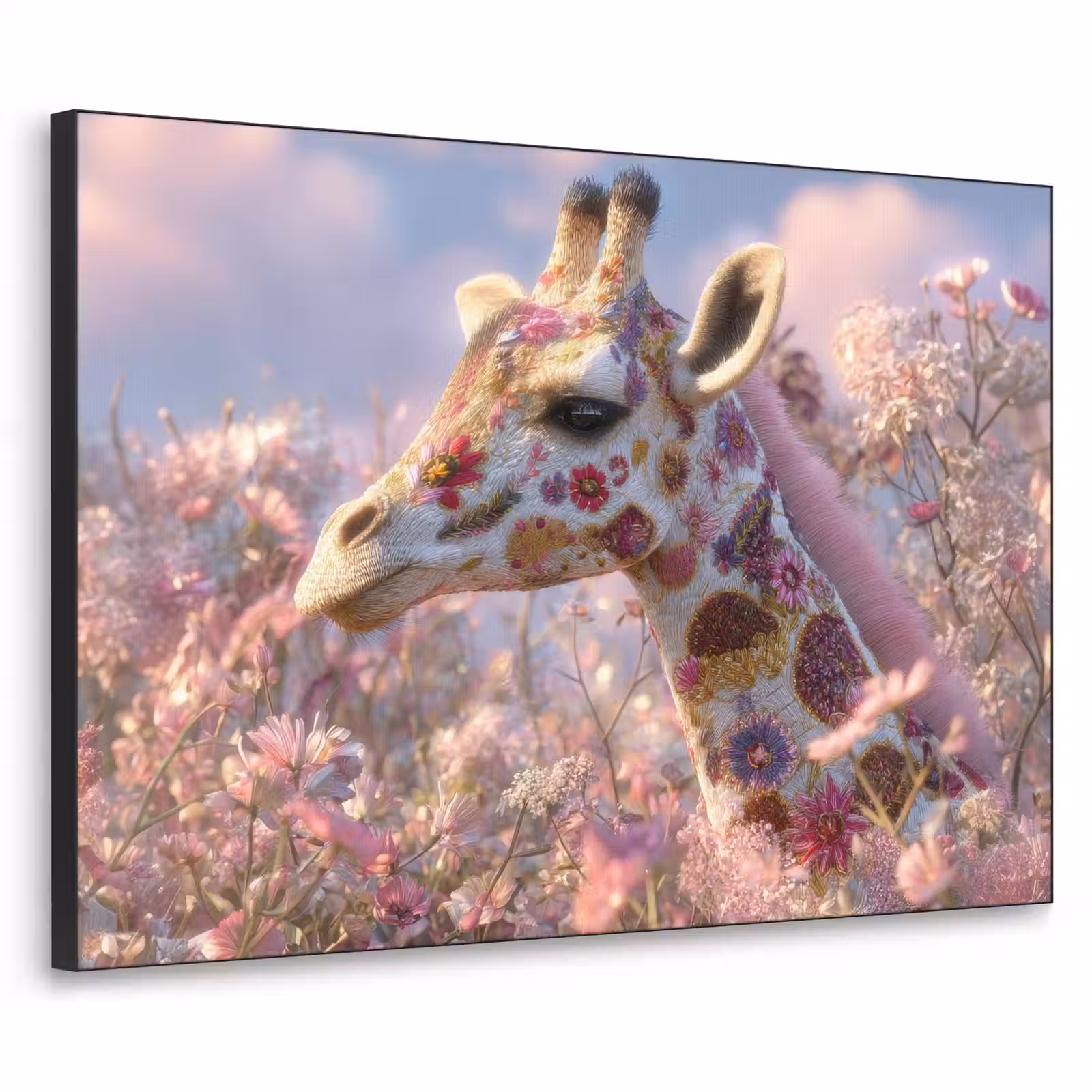 Art Frame - Giraffe - Bloemen - Roze — 1