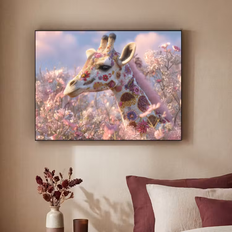 Art Frame - Giraffe - Bloemen - Roze — 3