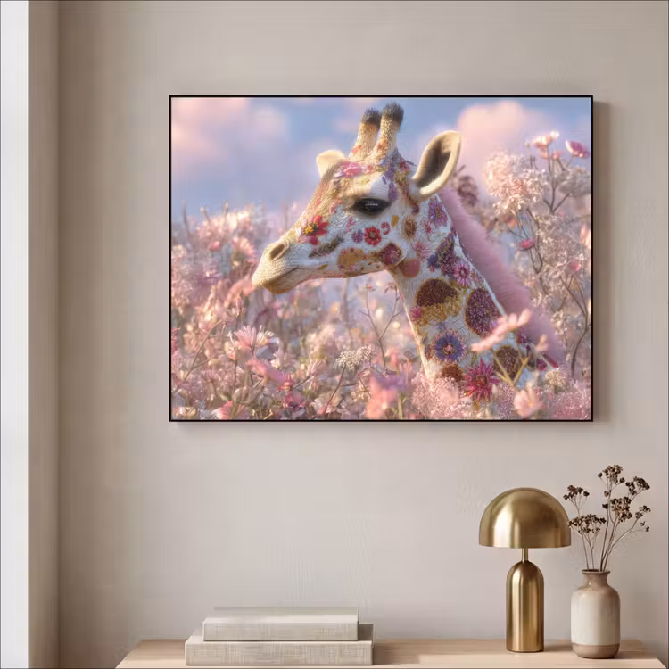 Art Frame - Giraffe - Bloemen - Roze — 5