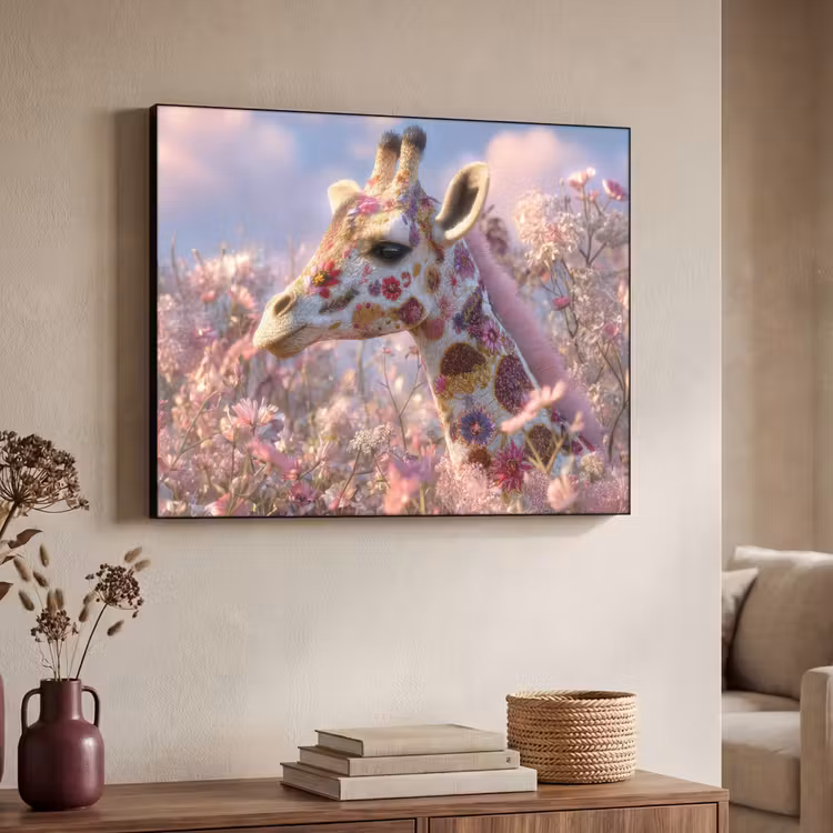 Art Frame - Giraffe - Bloemen - Roze — 7