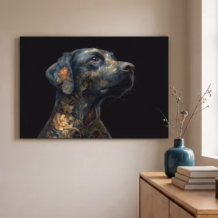 Art Frame - Hond - Zwart - Bloemen — 5