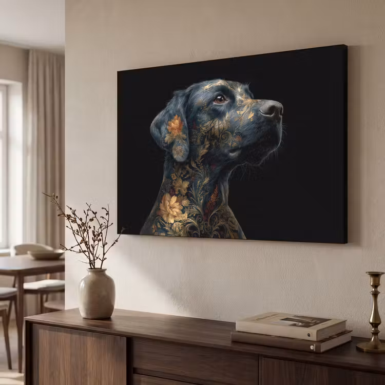 Art Frame - Hond - Zwart - Bloemen — 7