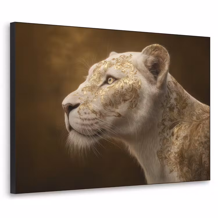 Art Frame - Leeuwin - Bloemen - Wit - Goud — 1