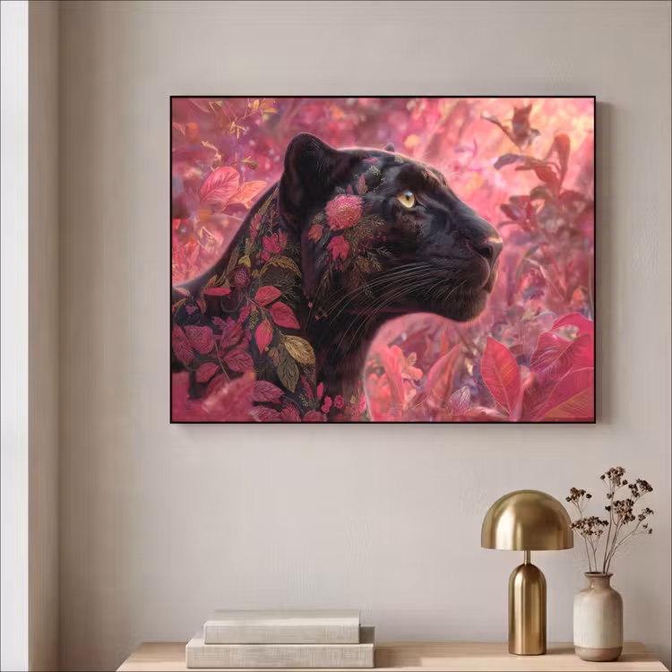 Art Frame - Luipaard - Bloemen - Roze — 5