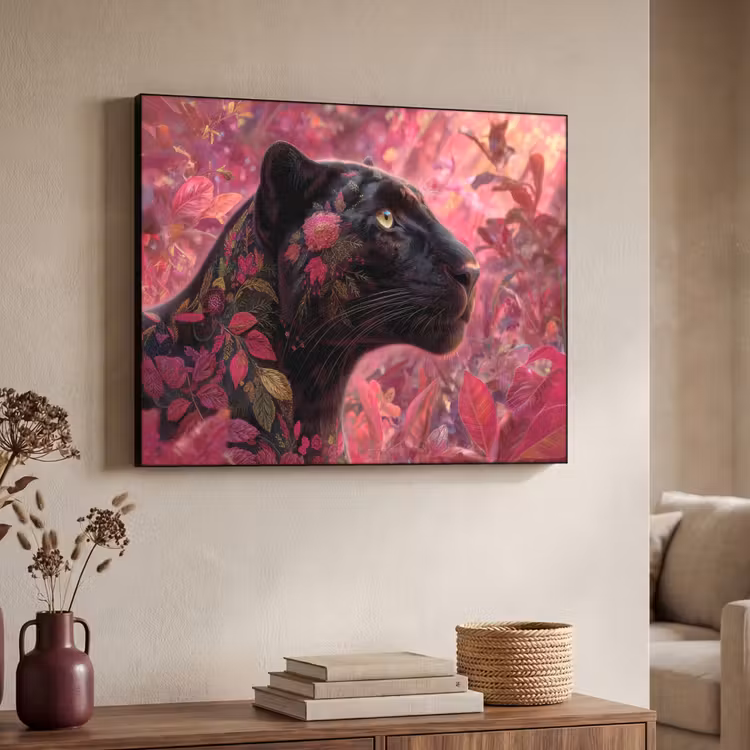 Art Frame - Luipaard - Bloemen - Roze — 7