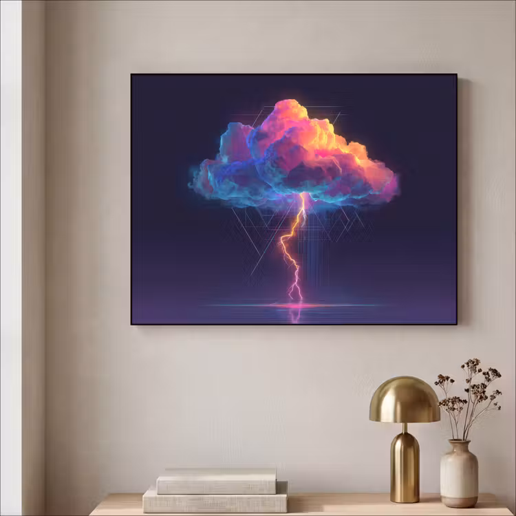 Art Frame - Donderwolk - Bliksemschicht - Licht - Blauw — 5