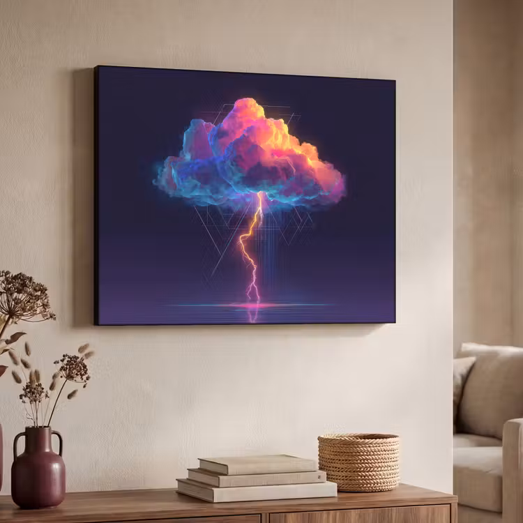 Art Frame - Donderwolk - Bliksemschicht - Licht - Blauw — 7