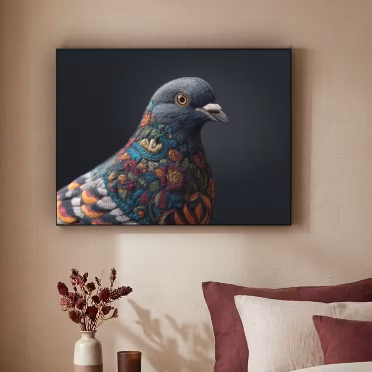 Art Frame - Duif - Bloemen - Zwart — 3