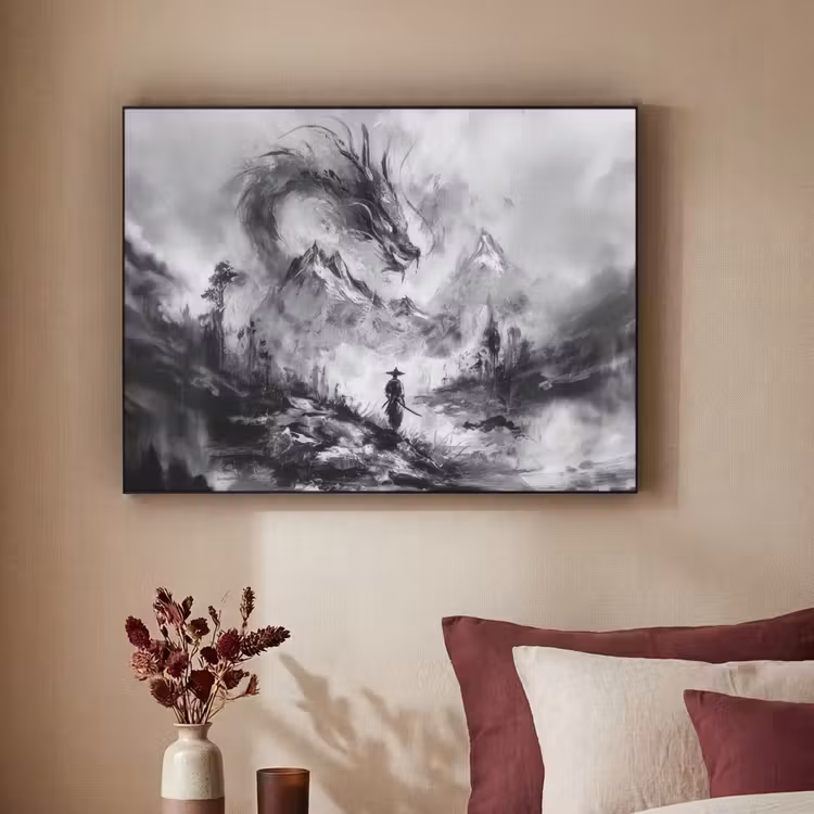 Art Frame - Krijger - Draak - Grijs — 3