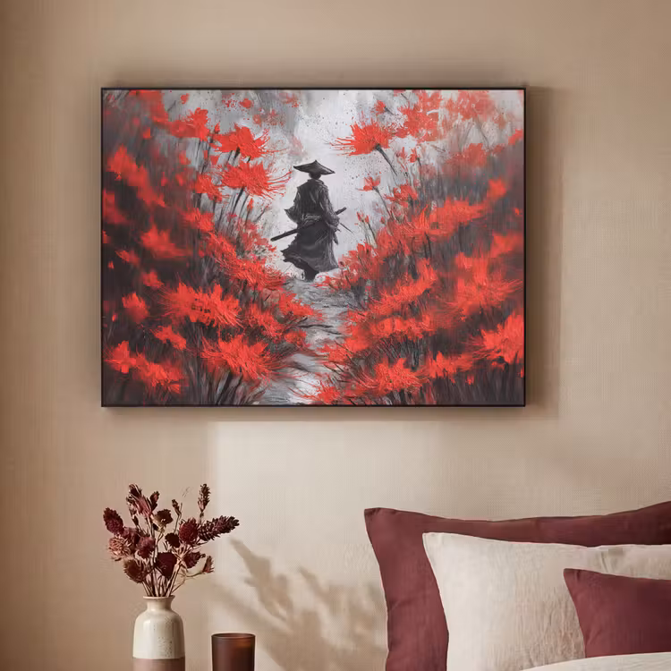 Art Frame - Rode bloemen - mistig - Man — 3