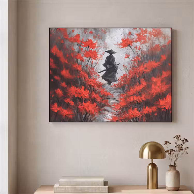 Art Frame - Rode bloemen - mistig - Man — 5