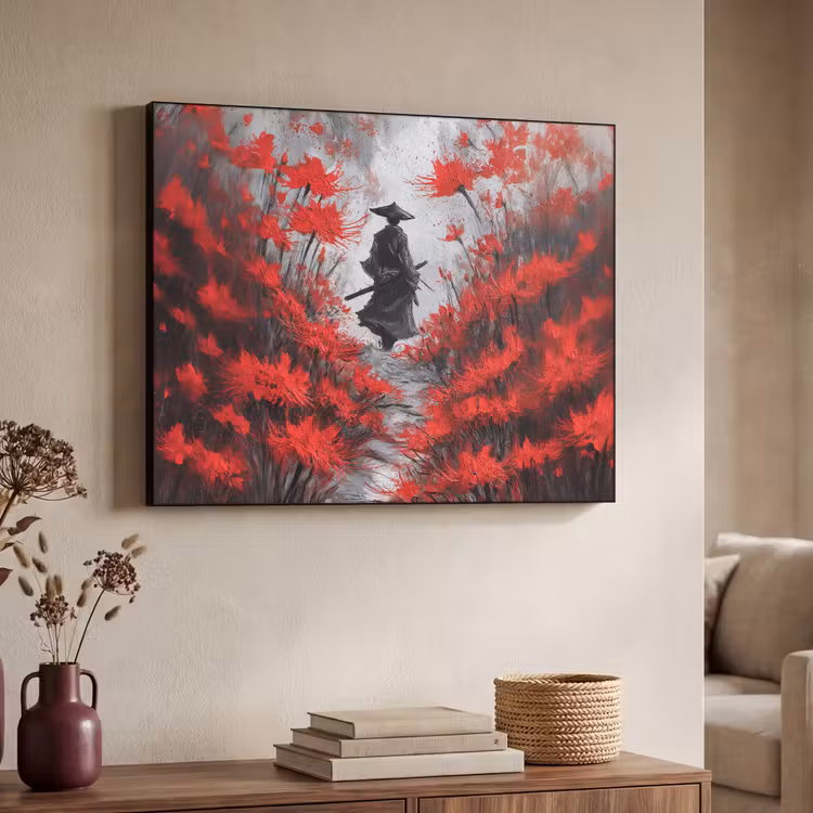 Art Frame - Rode bloemen - mistig - Man — 7