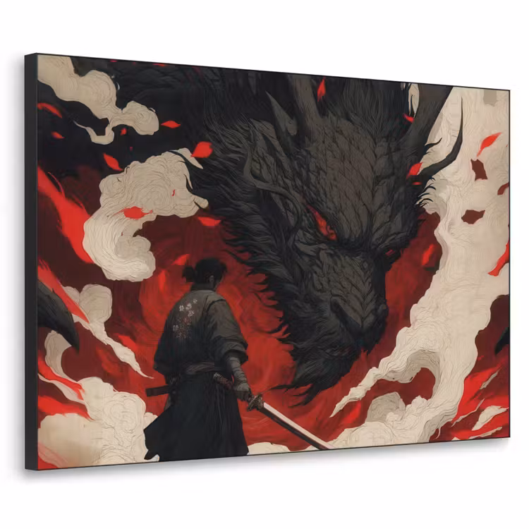 Art Frame - Krijger - Draak - Zwart - Rood - Rook — 1