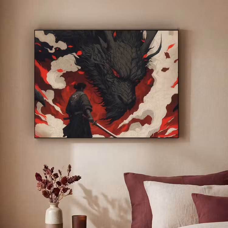Art Frame - Krijger - Draak - Zwart - Rood - Rook — 3