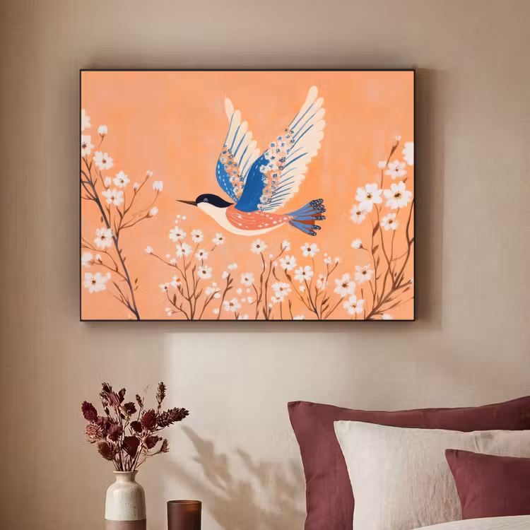 Art Frame - Vogel - Bloesemtakken - Warm - Kleurrijk — 3