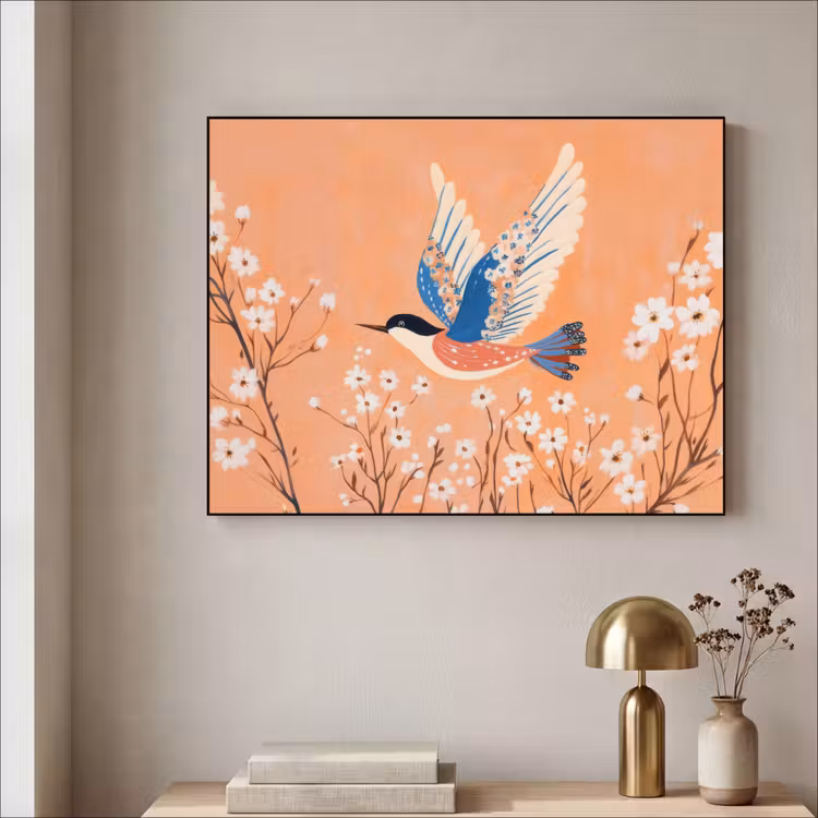 Art Frame - Vogel - Bloesemtakken - Warm - Kleurrijk — 5