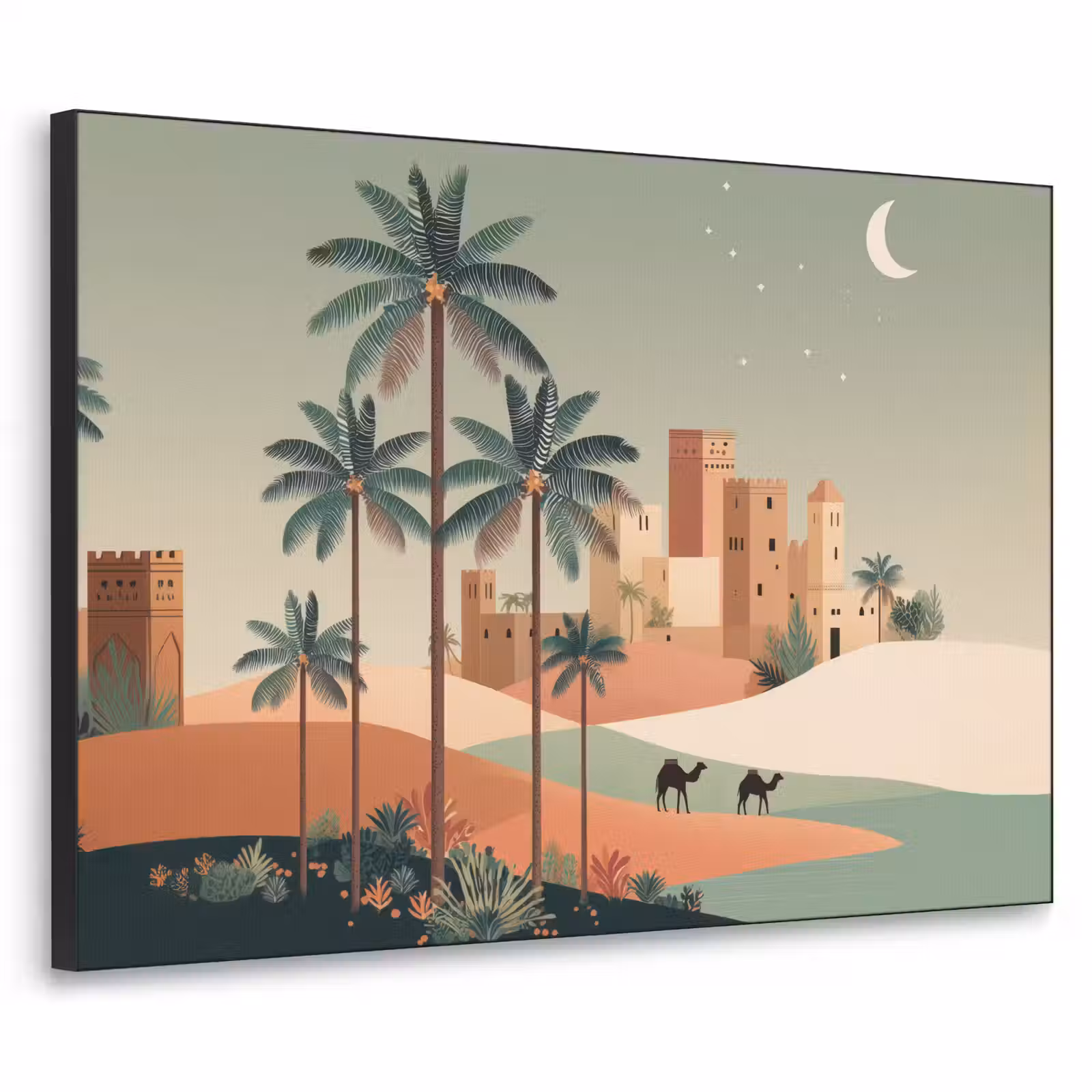 Art Frame - Nachtlandschap - Kamelen - Sterren - zandduinden — 1