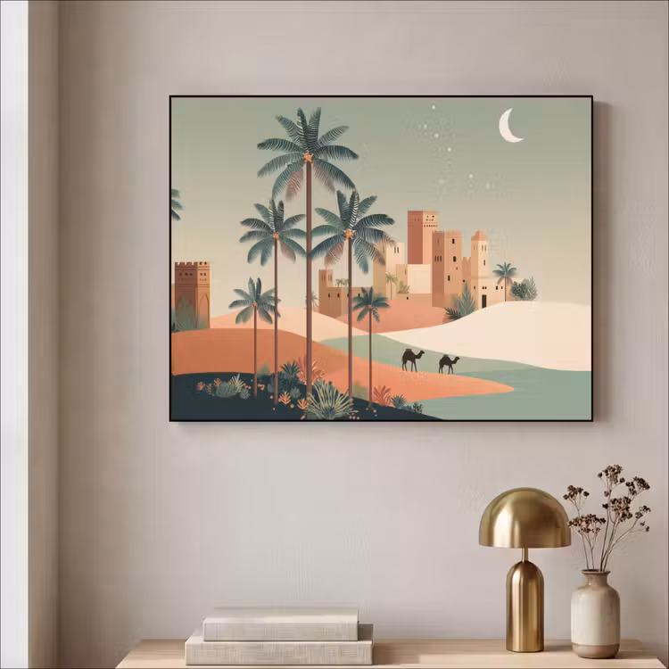 Art Frame - Nachtlandschap - Kamelen - Sterren - zandduinden — 5