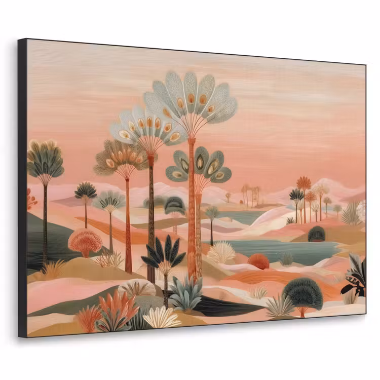 Art Frame - Roze landschap - Palmen - Water — 1