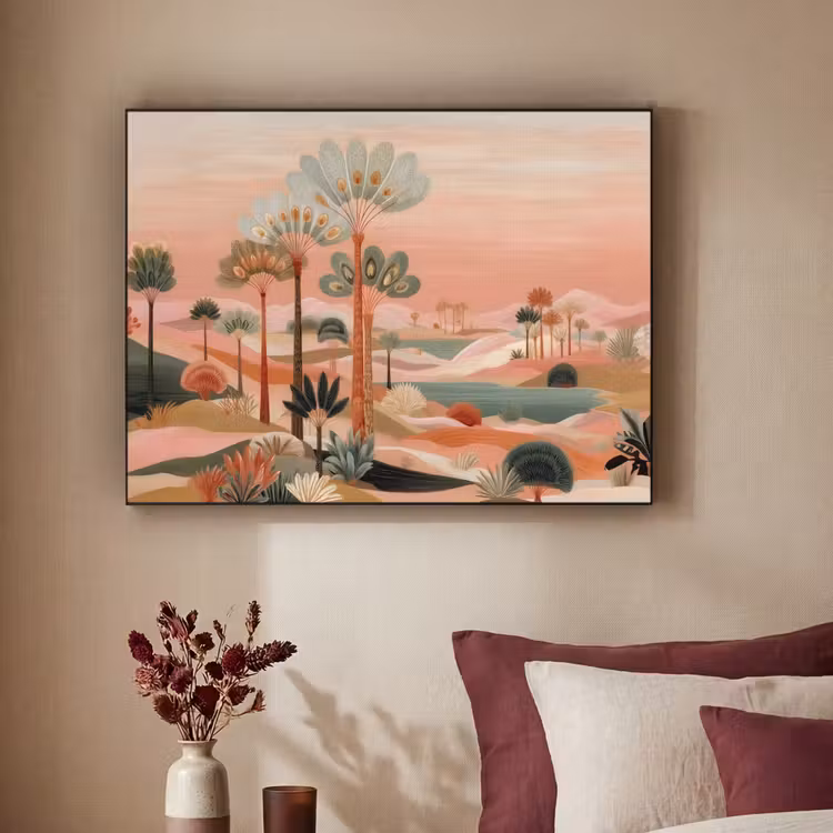 Art Frame - Roze landschap - Palmen - Water — 3