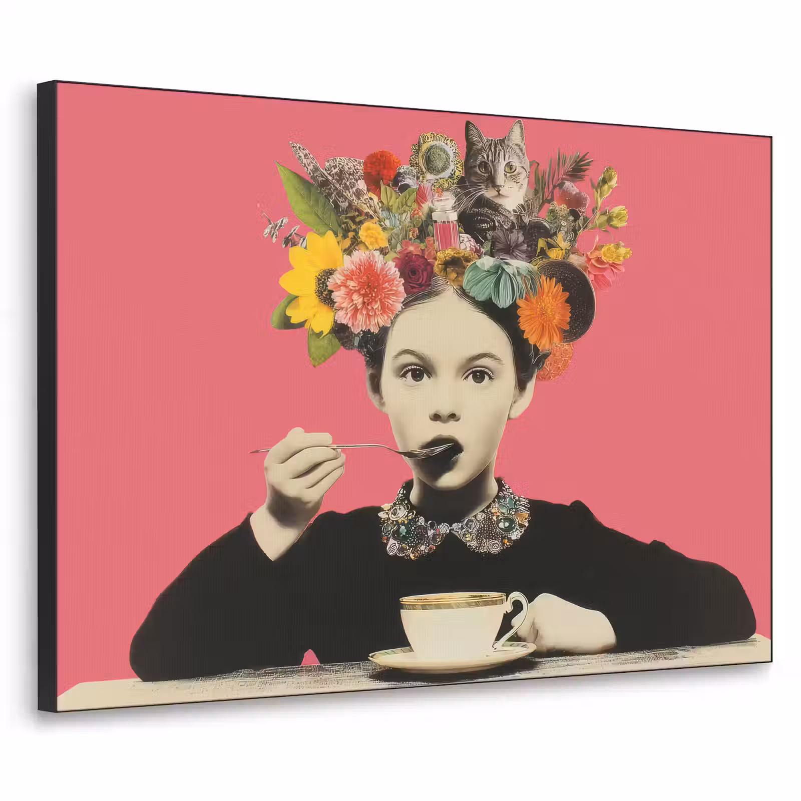 Art Frame - Meisje - Kopje - Bloemen - Roze — 1