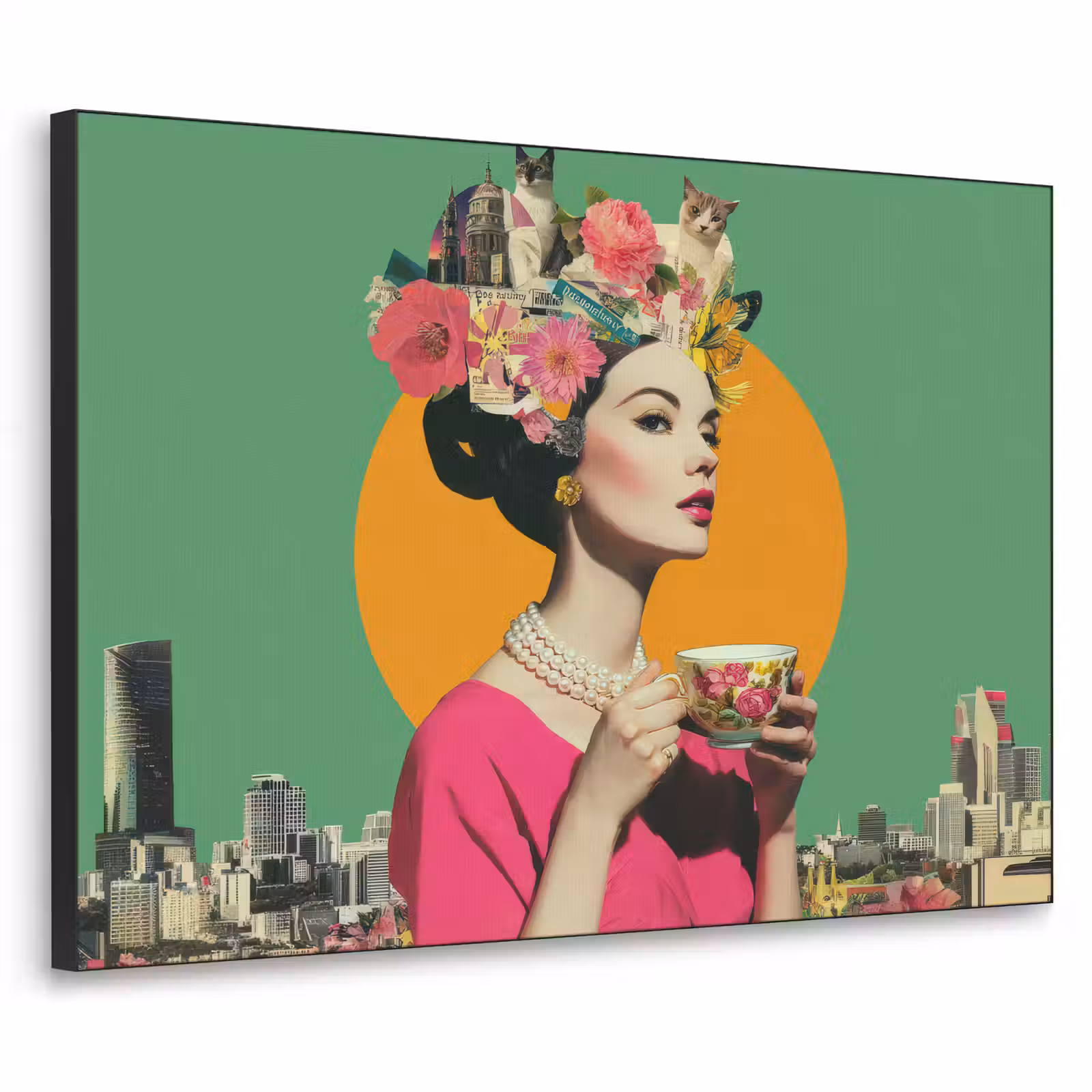 Art Frame - Retro - Vrouw - Stad - Zon — 1