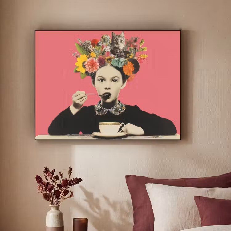 Art Frame - Meisje - Kopje - Bloemen - Roze — 3