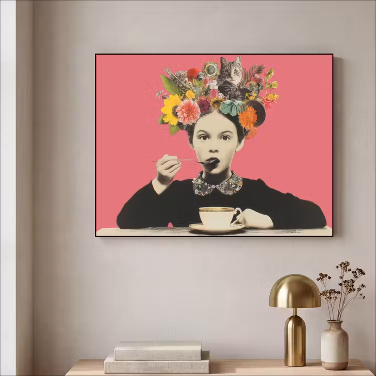 Art Frame - Meisje - Kopje - Bloemen - Roze — 5