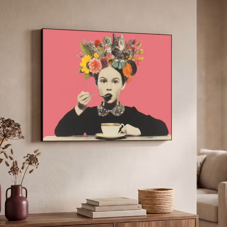 Art Frame - Meisje - Kopje - Bloemen - Roze — 7