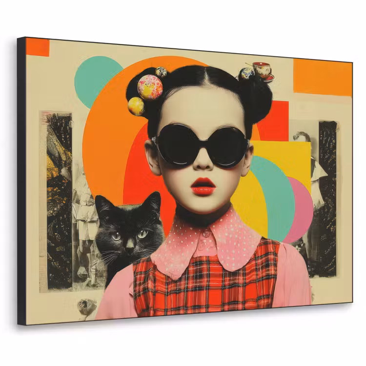Art Frame - Meisje - Zonnebril - Kat - Retro — 1