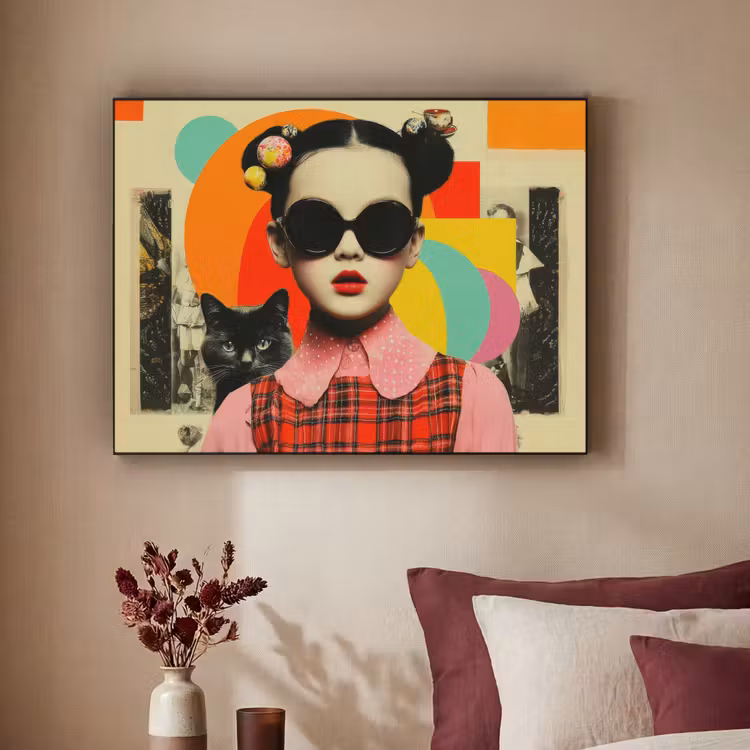 Art Frame - Meisje - Zonnebril - Kat - Retro — 3
