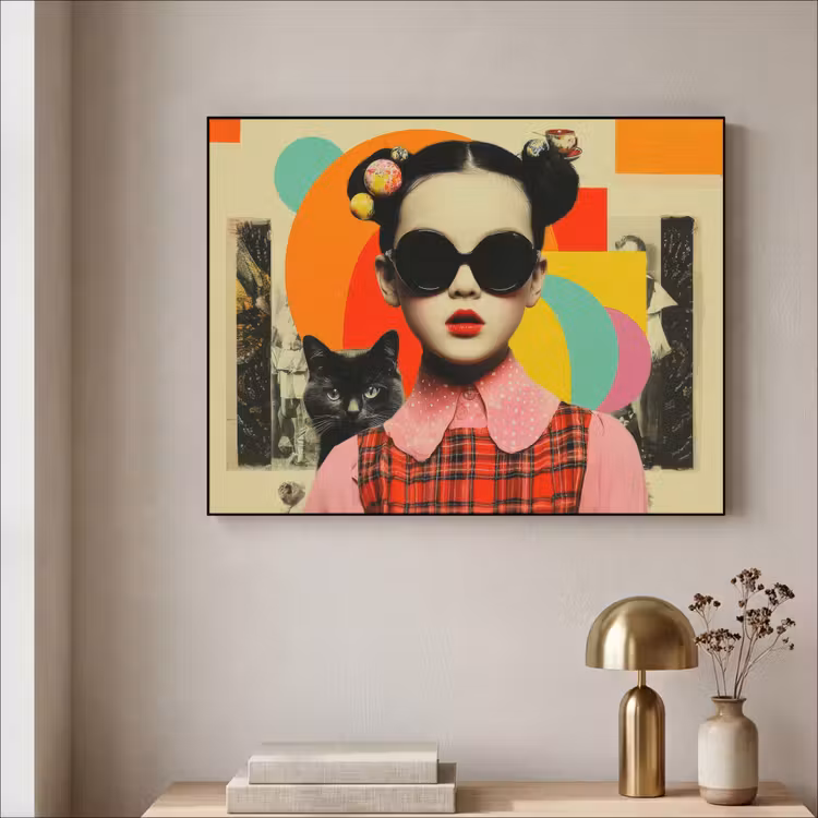 Art Frame - Meisje - Zonnebril - Kat - Retro — 5