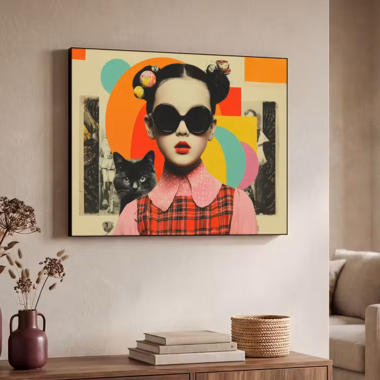 Art Frame - Meisje - Zonnebril - Kat - Retro — 7
