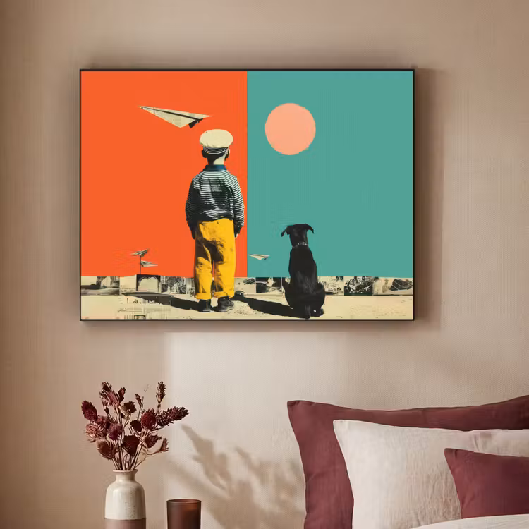 Art Frame - Retro - Jongen - Hond - Rood - Groen — 3
